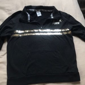 VS PINK Black & Gold Pull Over Hoodie